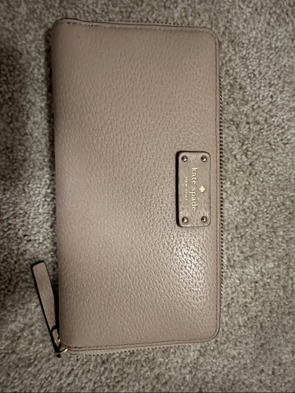 kate spade Leather Zip-Around Wallet in Mauve Taupe